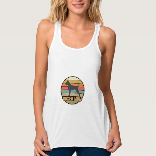Boxer Moeder Retro Zonsondergang Hond Tanktop (Voorkant)