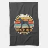 Boxer Moeder Retro Zonsondergang Hond Theedoek (Verticaal)