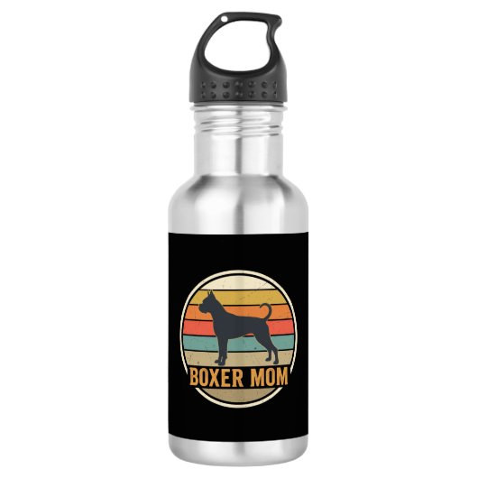 Boxer Moeder Retro Zonsondergang Hond Waterfles (Voorkant)