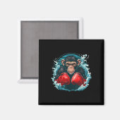 Boxer Monkey With Boxing Gloves Kickboxing Funny B Magneet (Voorkant / Achterkant)