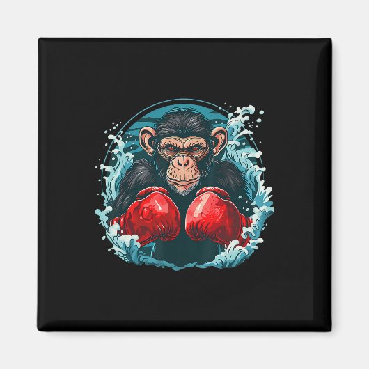Boxer Monkey With Boxing Gloves Kickboxing Funny B Magneet (Voorkant)