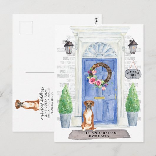 Boxer Moving Announcement Briefkaart (Voorkant / Achterkant)