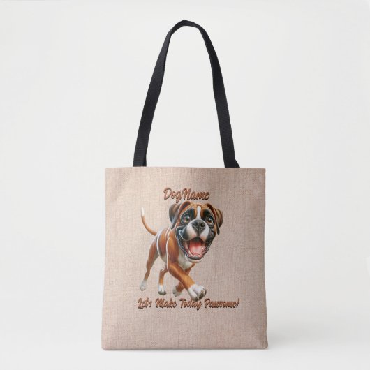 Boxer - Naam hond toevoegen, tekst wijzigen Tote Bag (Voorkant)
