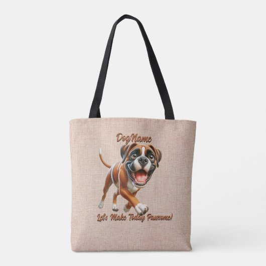 Boxer - Naam hond toevoegen, tekst wijzigen Tote Bag (Achterkant)