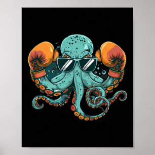 Boxer Octopus Lover Ocean Zee Creature Funny Boxin Poster