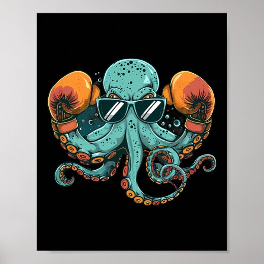 Boxer Octopus Lover Ocean Zee Creature Funny Boxin Poster (Voorkant)