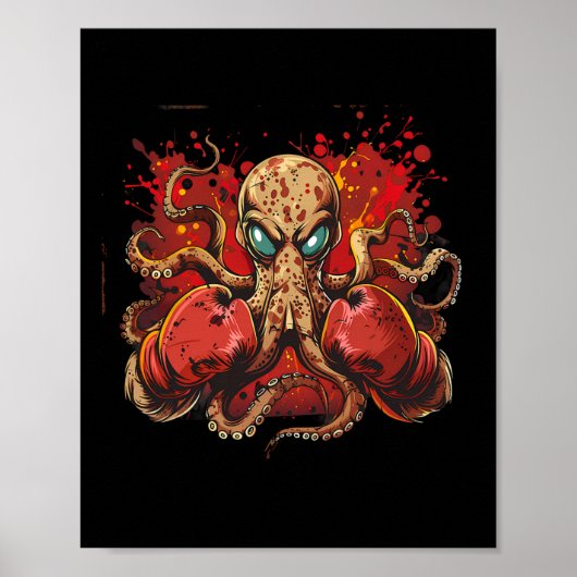 Boxer Octopus Lover Ocean Zee Creature Funny Boxin Poster (Voorkant)
