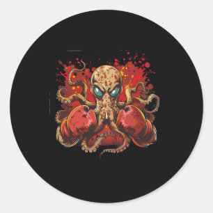 Boxer Octopus Lover Ocean Zee Creature Funny Boxin Ronde Sticker