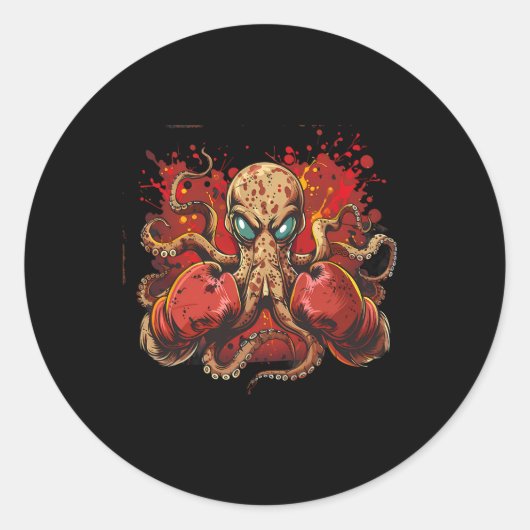 Boxer Octopus Lover Ocean Zee Creature Funny Boxin Ronde Sticker (Voorkant)