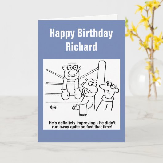 Boxer op de touwen Cartoon Kaart (Gele Bloem)