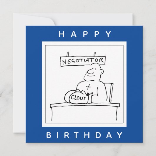 Boxer op een bureau heeft klout op bokshandschoene kaart (Voorkant)