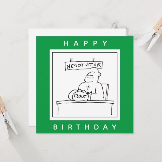 Boxer op een bureau heeft klout op bokshandschoene kaart (Voorkant / Achterkant in situ)