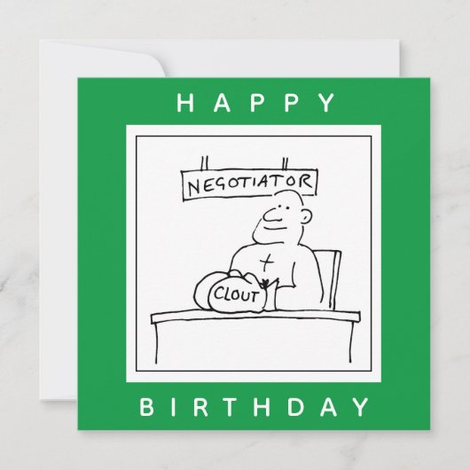 Boxer op een bureau heeft klout op bokshandschoene kaart (Voorkant)