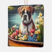 Boxer op een peddel: Een Schilderachtig avontuur Keramisch Ornament (Links)