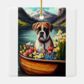 Boxer op een peddel: Een Schilderachtig avontuur Keramisch Ornament (Achterkant)