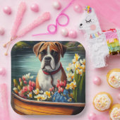 Boxer op een peddel: Een Schilderachtig avontuur Papieren Bordje (Feest)