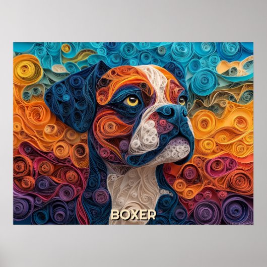 Boxer Paper Quilling Art Dog Portret Poster (Voorkant)