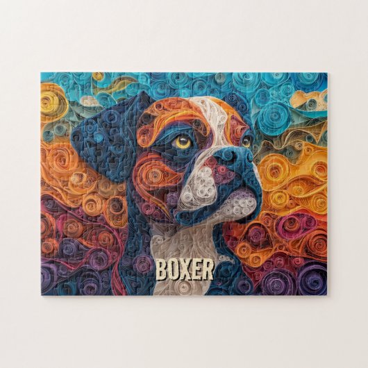 Boxer Papier Quilling Kunst Hondenportret Legpuzzel (Horizontaal)