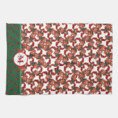 Boxer Patroon Monogram Kerstmis Hond Theedoek (Horizontaal)