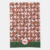 Boxer Patroon Monogram Kerstmis Hond Theedoek (Verticaal)