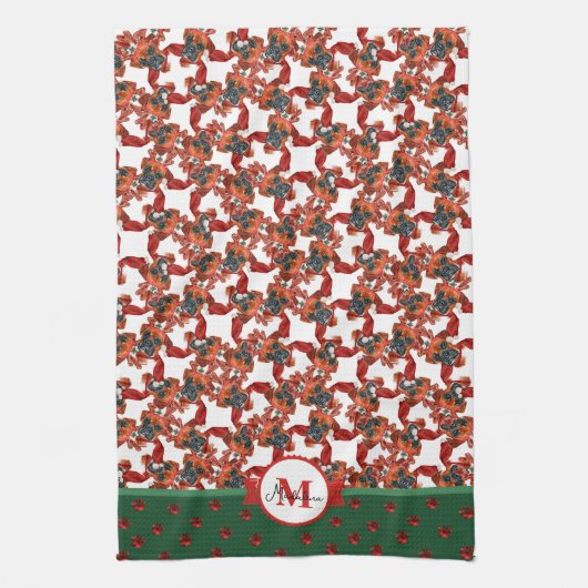 Boxer Pattern Monogram kersthond Theedoek (Verticaal)