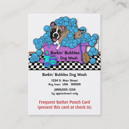 Boxer Pet Grooming Frequent Bather Punch Card Klantenkaartje (Voorkant)