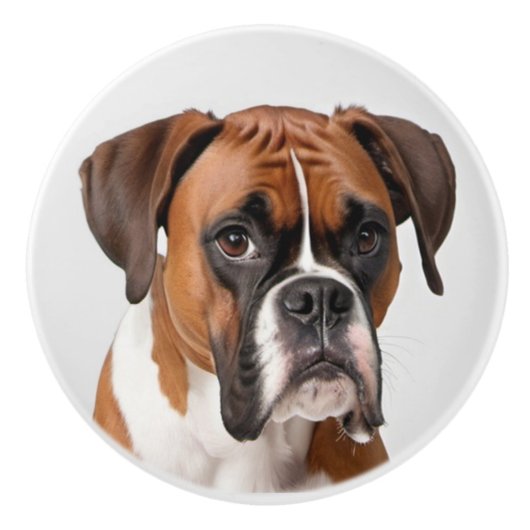 Boxer Portrait Keramische Knop (Voorkant)
