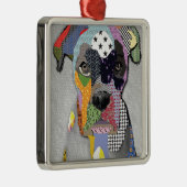 Boxer Portrait Metalen Ornament (Rechts)