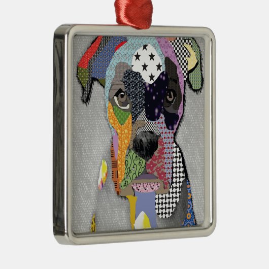 Boxer Portrait Metalen Ornament (Rechts)