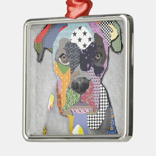 Boxer Portrait Metalen Ornament (Links)