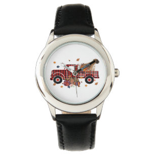 Boxer Pumpkin Truck Halloween Thanksgiving Gift Horloge