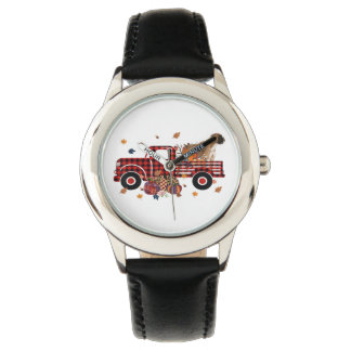 Boxer Pumpkin Truck Halloween Thanksgiving Gift Horloge