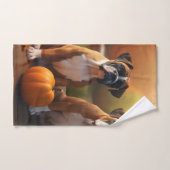 Boxer Pup Autumn Delight Pompoen Bad Handdoek (Handdoek)