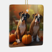 Boxer Pup Autumn Delight Pompoen Keramisch Ornament (Rechts)