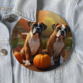 Boxer Pup Autumn Delight Pompoen Ronde Button 6,0 Cm (In situ)