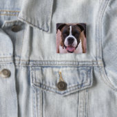 Boxer Pup Square Pin Vierkante Button 5,1 Cm (In situ)
