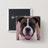 Boxer Pup Square Pin Vierkante Button 5,1 Cm (Voorkant /achterkant)