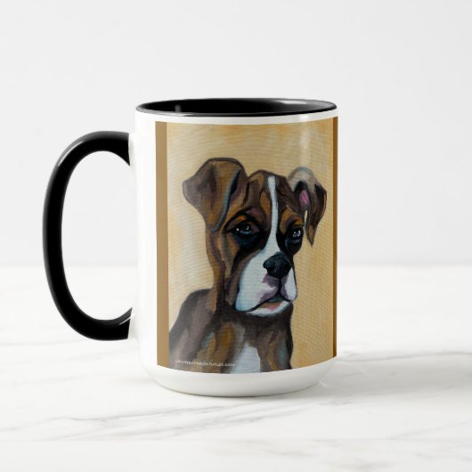 Boxer Pup | Tweetonige Mok, 15 oz Mok (Links)