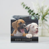 Boxer Puppies Happy Birthday Dogs kondiging Aankondiging (Staand voorkant)