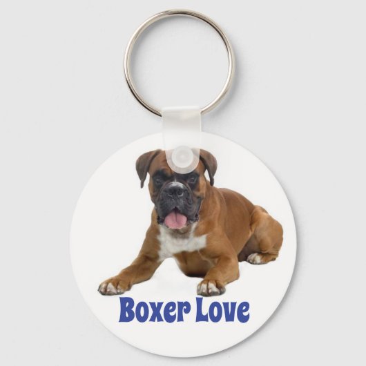 Boxer Puppies Hond Blauw Liefde Sleutelhanger (Voorkant)