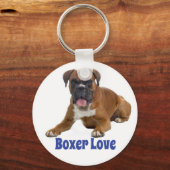 Boxer Puppies Hond Blauw Liefde Sleutelhanger (Voorkant)