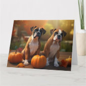 Boxer Puppy Autumn Delight Pompoen Kaart (Voorkant)