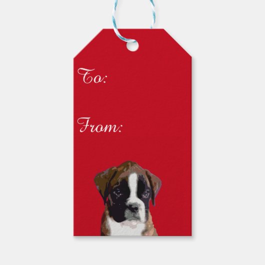 Boxer puppy dog cadeaulabel (Voorkant)