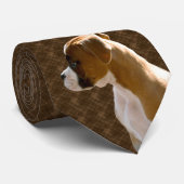 Boxer Puppy Dog Cutout Executive Brown Stropdas (Opgerold)
