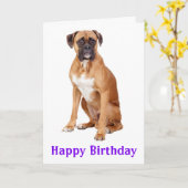 Boxer Puppy Dog Happy Birthday Card - Verse Kaart (Gele Bloem)