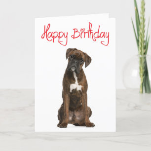 Boxer Puppy Dog Happy Birthday Card - Verse Kaart