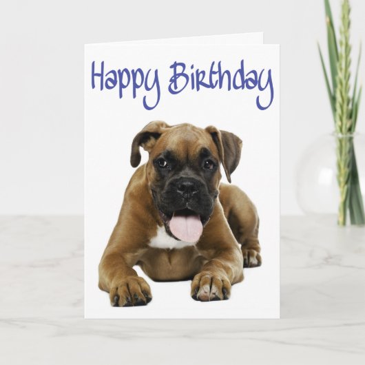 Boxer Puppy Dog Happy Birthday Card - Verse Kaart (Voorkant)