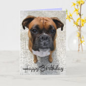 Boxer Puppy Dog Happy Birthday Kaart - Verse (Gele Bloem)