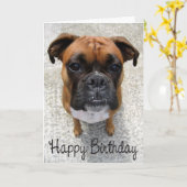 Boxer Puppy Dog Happy Birthday Kaart - Verse (Gele Bloem)