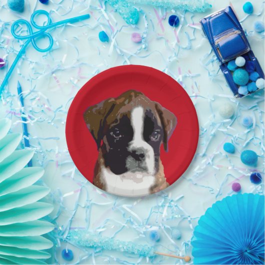 Boxer puppy dog papieren bordje (Feest)